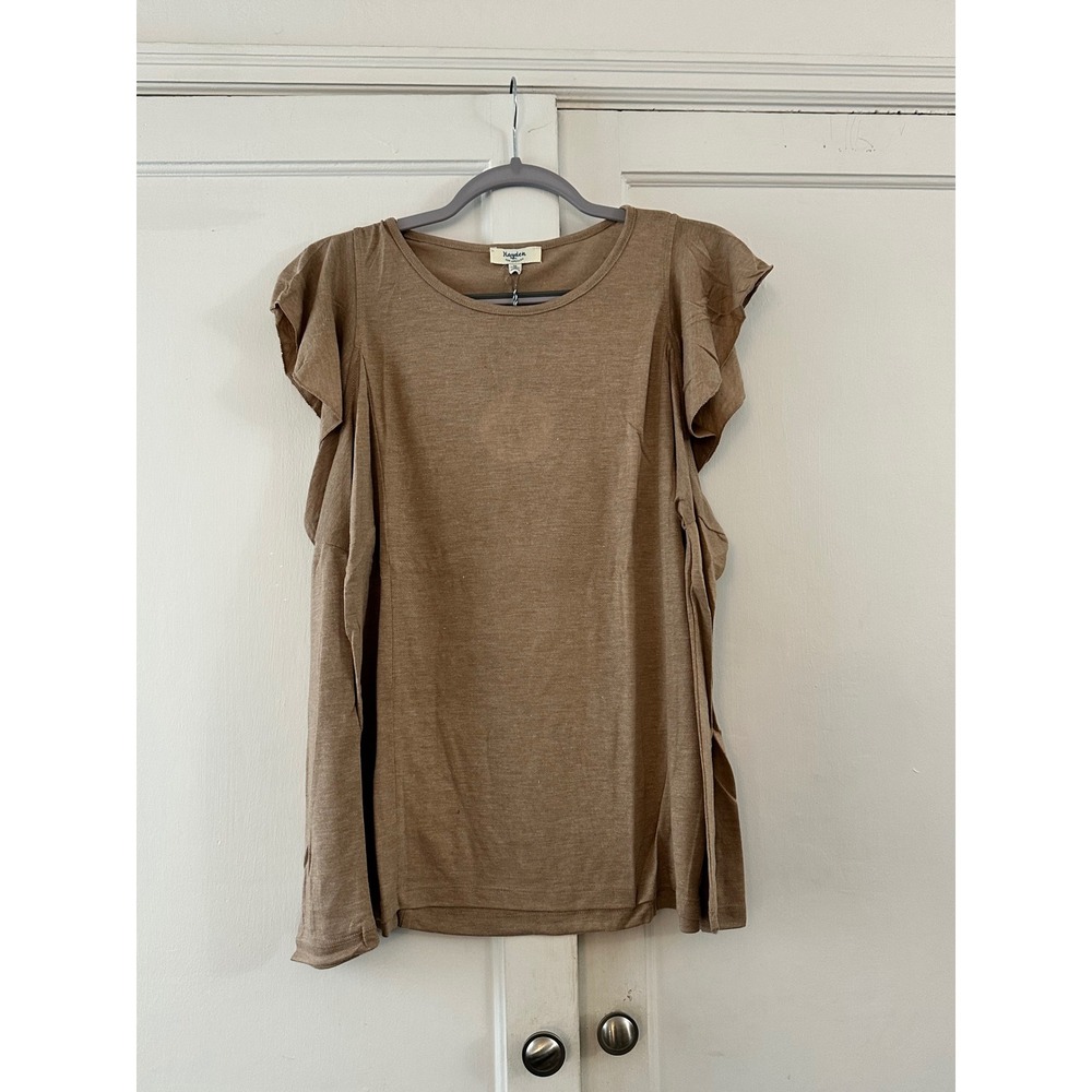 Hayden Los Angeles Tan Ruffle Sleeve‎ Relaxed Fit Top Womens Medium